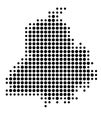 Eyalet Punjab (Hindistan) sembol haritası siyah daireler ile eyalet / eyaleti gösteriyor