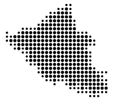 Birlik Bölgesi Ladakh (Hindistan) sembol haritası, eyalet / eyaleti siyah daireler şeklinde gösteriyor