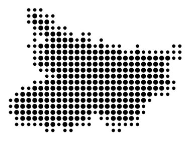 Devlet Bihar (Hindistan) sembol haritası siyah daireler ile eyalet / eyaleti gösteriyor