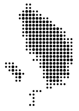 Bölge Sumatera Utara (Endonezya) sembol haritası siyah daireler ile eyalet / eyaleti gösteriyor