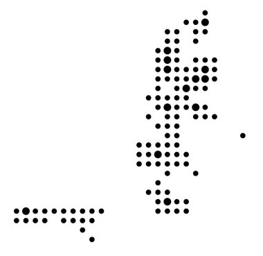 Maluku Bölgesi Sembol Haritası Utara (Endonezya) siyah daireler ile eyalet / eyaleti gösteriyor