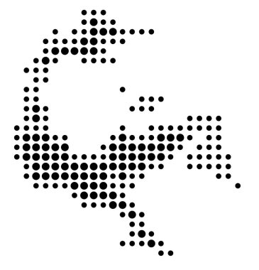 Sulawesi ili sembol haritası (Endonezya) eyalet / eyaleti siyah daireler şeklinde gösteriyor