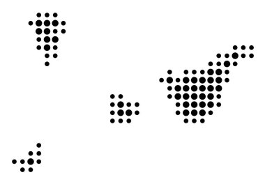 İl Santa Cruz de Tenerife (İspanya) sembol haritası, eyalet / eyaleti siyah daireler şeklinde gösteriyor