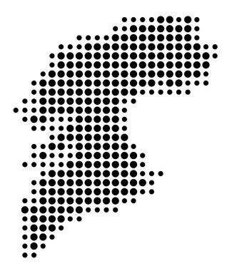 İl Pontevedra 'nın (İspanya) sembol haritası, eyalet / eyaleti siyah daireler şeklinde gösteriyor