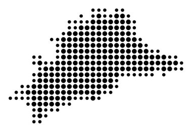 İl Malaga 'nın (İspanya) sembol haritası, eyalet / eyaleti siyah daireler şeklinde gösteriyor