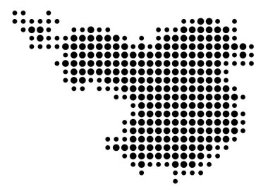 İl Gerona 'nın (İspanya) sembol haritası, eyalet / eyaleti siyah daireler şeklinde gösteriyor