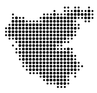 İl Cadiz 'in (İspanya) sembol haritası, eyalet / eyaleti siyah daireler şeklinde gösteriyor