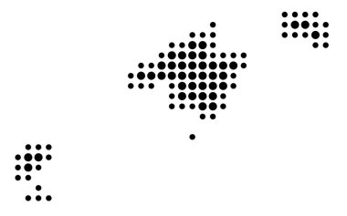 İl Baleares (İspanya) sembol haritası, eyalet / eyaleti siyah daireler şeklinde gösteriyor