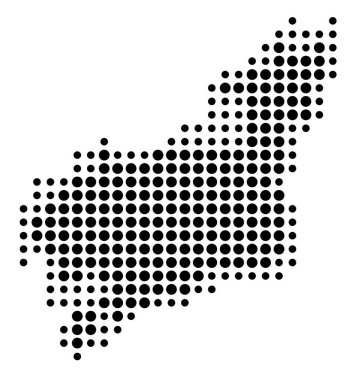 İl La Coruna 'nın (İspanya) sembol haritası, eyalet / eyaleti siyah daireler şeklinde gösteriyor