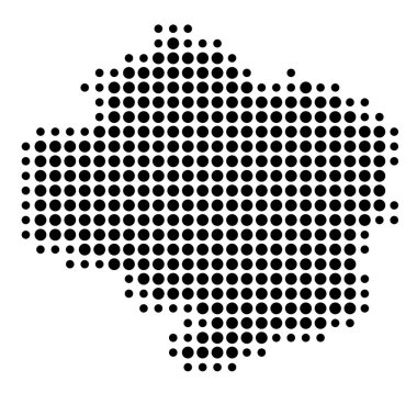 Vysocina Bölgesi Sembol Haritası (Çek Cumhuriyeti) devleti / eyaleti siyah daireler şeklinde gösteriyor