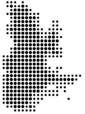 Vilayet Quebec (Kanada) sembol haritası eyaleti siyah daireler şeklinde gösteriyor