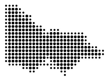 Viktorya Devleti Sembol Haritası (Avustralya) siyah daireler ile eyalet / eyaleti gösteriyor