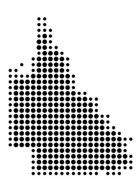 Eyalet Queensland Sembol Haritası (Avustralya) siyah daireler ile eyalet / eyaleti gösteriyor