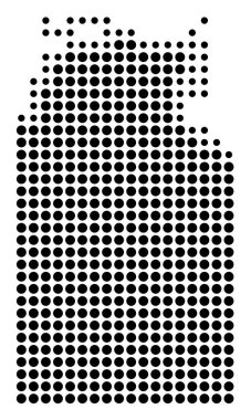 Kuzey Bölgesi Sembol Haritası (Avustralya) siyah daireler ile eyalet / eyaleti gösteriyor