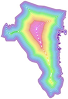 Symbol Map of the County Gaevleborg (Sweden) showing the contour of the state/province buffered inside in rainbow colors clipart