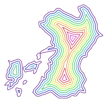 Symbol Map of the Prefecture Kumamoto (Japan) showing the contour of the state/province buffered inside in rainbow colors clipart