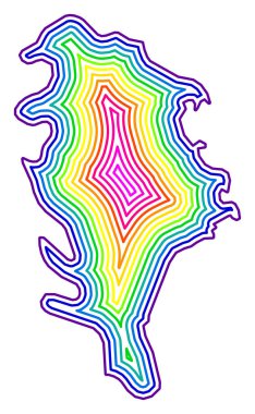 Siracusa ili sembol haritası (İtalya) içinde gökkuşağı renkleriyle tamponlanmış devlet / ilçe hatlarını gösterir