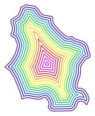 Symbol Map of the Province Lucca (Italy) showing the contour of the state/province buffered inside in rainbow colors clipart