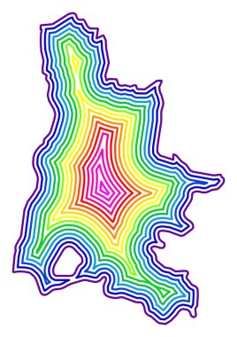 Giden Drome 'un (Fransa) sembol haritası gökkuşağı renklerinde içerideki durum / vilayet tamponunu gösterir