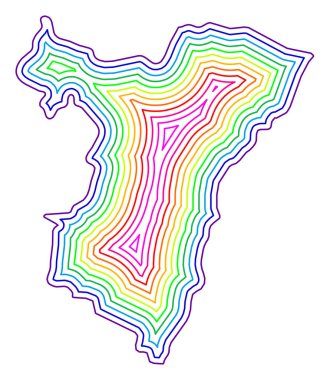 Ayrılış Bas-Rhin (Fransa) sembol haritası gökkuşağı renkleriyle içerideki devlet / vilayetin sınırlarını gösteriyor