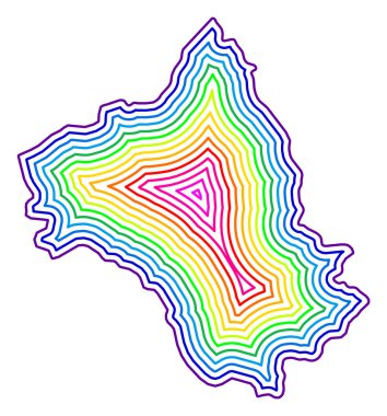 Symbol Map of the Departement Aveyron (France) showing the contour of the state/province buffered inside in rainbow colors clipart