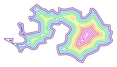 Kanton Basel-Landschaft (İsviçre) sembol haritası gökkuşağı renkleriyle içinde tamponlanmış devlet / vilayet dış hatlarını gösterir