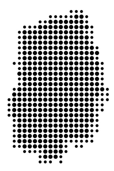 Symbol Map of the Prefecture Iwate (Japan) showing the state/province with a pattern of black circles