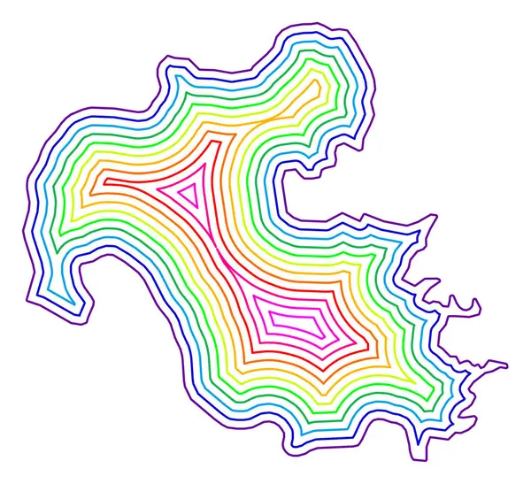 stock vector Symbol Map of the Prefecture Oita (Japan) showing the contour of the state/province buffered inside in rainbow colors