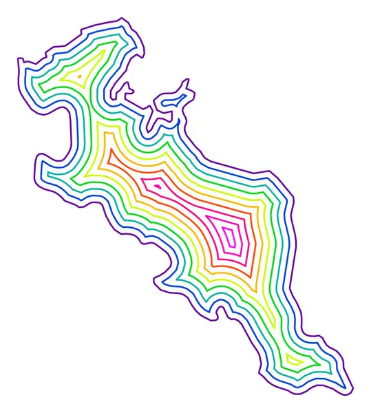 stock vector Symbol Map of the Urban Prefecture Kyoto (Japan) showing the contour of the state/province buffered inside in rainbow colors