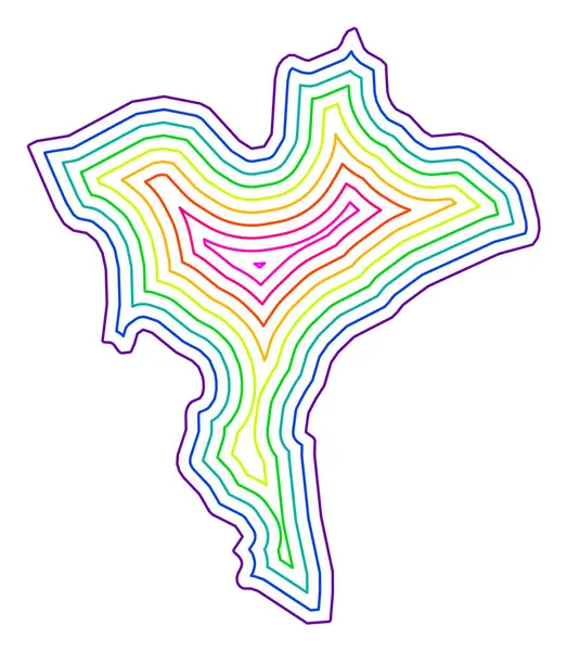 stock vector Symbol Map of the Province Catanzaro (Italy) showing the contour of the state/province buffered inside in rainbow colors