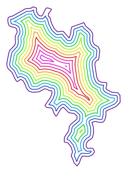 Stock vector Symbol Map of the Province Asti (Italy) showing the contour of the state/province buffered inside in rainbow colors