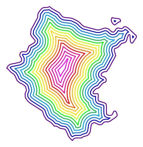 stock vector Symbol Map of the Province Arezzo (Italy) showing the contour of the state/province buffered inside in rainbow colors