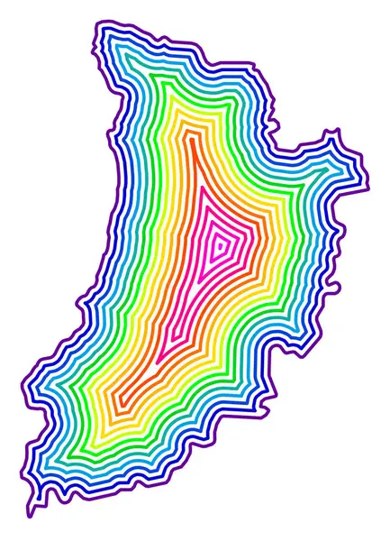 İl Lerida 'nın (İspanya) sembol haritası gökkuşağı renkleriyle içerideki eyalet / vilayet tamponunu gösteriyor