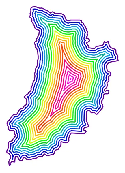 stock vector Symbol Map of the Provincia Lerida (Spain) showing the contour of the state/province buffered inside in rainbow colors