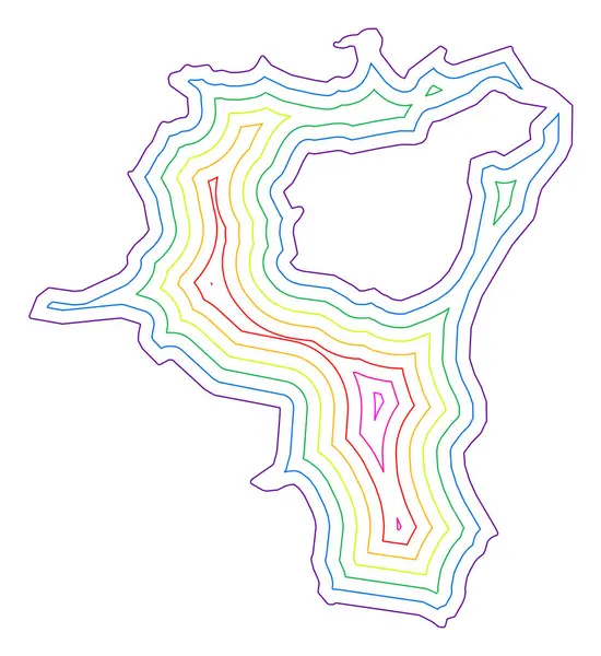 Kanton Sankt Gallen 'in (İsviçre) sembol haritası gökkuşağı renkleriyle tamponlanmış devlet / vilayet hatlarını gösteriyor