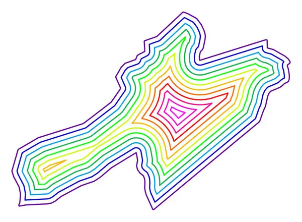 stock vector Symbol Map of the Kanton Neuchatel (Switzerland) showing the contour of the state/province buffered inside in rainbow colors