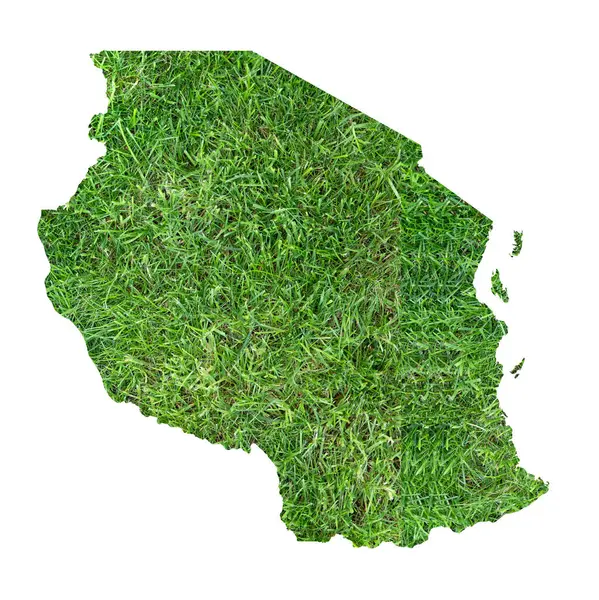 stock image Map of the Tanzania showing the country as a grass football field.