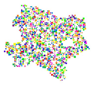 Devlet Niederoesterreich (Avusturya) sembol haritası, eyalet / eyaleti farklı boyutlarda rastgele dağılmış renkli karelerle gösteriyor