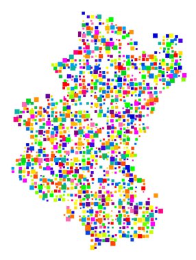 Lüksemburg Eyaleti (Belçika) sembol haritası, farklı boyutlarda rastgele dağılmış renkli kareler ile eyalet / eyaleti gösteriyor