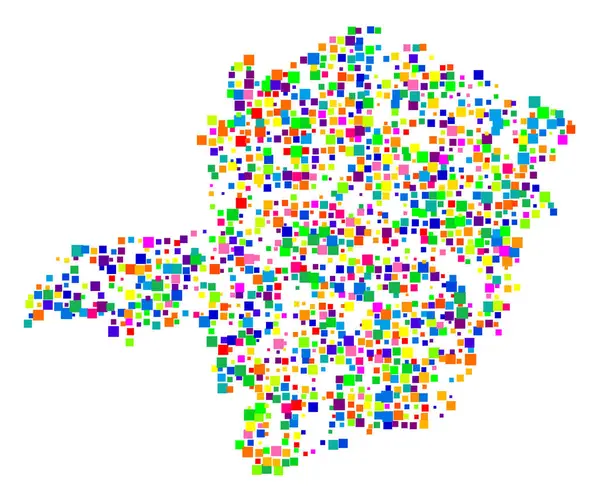 Eyalet Minas Gerais (Brezilya) sembol haritası, eyalet / eyaleti farklı boyutlarda rastgele dağılmış renkli karelerle gösteriyor