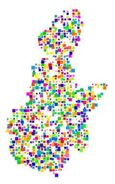 Brescia ili (İtalya) sembol haritası, eyalet / eyaleti farklı boyutlarda rastgele dağılmış renkli kareler ile gösterir