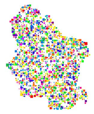 Symbol Map of the Province Lucca (Italy) showing the state/province with a pattern of randomly distributed colorful squares of different sizes clipart