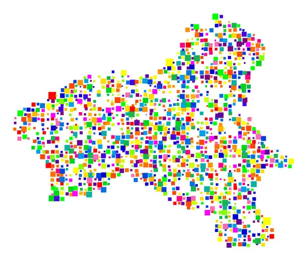 stock vector Symbol Map of the Province Vibo Valentia (Italy) showing the state/province with a pattern of randomly distributed colorful squares of different sizes