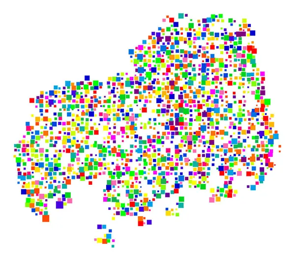 stock vector Symbol Map of the Prefecture Hiroshima (Japan) showing the state/province with a pattern of randomly distributed colorful squares of different sizes