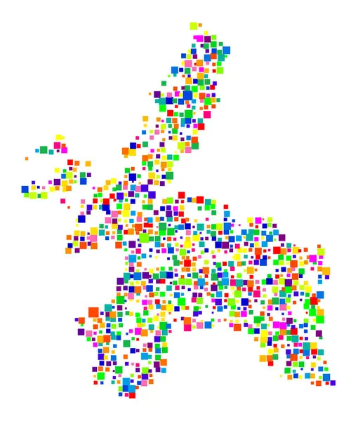 stock vector Symbol Map of the County Sor-Trondelag (Norway) showing the state/province with a pattern of randomly distributed colorful squares of different sizes