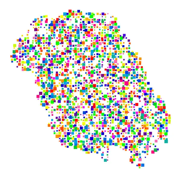 stock vector Symbol Map of the County Telemark (Norway) showing the state/province with a pattern of randomly distributed colorful squares of different sizes