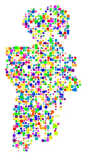 stock vector Symbol Map of the County Vestfold (Norway) showing the state/province with a pattern of randomly distributed colorful squares of different sizes