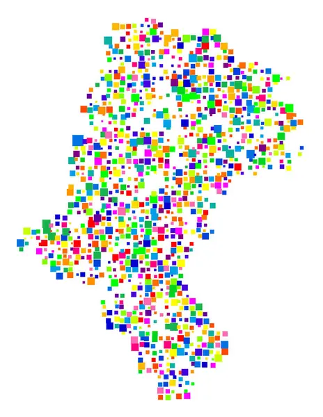 Voyvoda 'nın Sembol Haritası the Voyvodeship β 124; Province Silesian (Polonya) rasgele dağılmış farklı boyutlardaki renk kareleri ile devlet / eyaleti gösteriyor