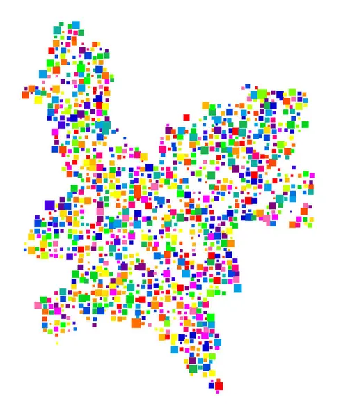 stock vector Symbol Map of the Region Kirov (Russia) showing the state/province with a pattern of randomly distributed colorful squares of different sizes