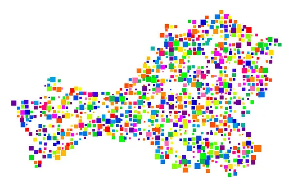 stock vector Symbol Map of the Republic Tuva (Russia) showing the state/province with a pattern of randomly distributed colorful squares of different sizes